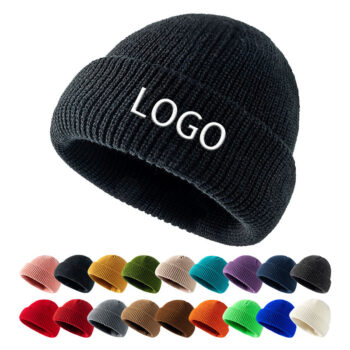 Wholesale Private Label Custom Patch Short Cuff Knit Hat Trawler Docker Skull Cap Fisherman Beanie With Logo for Men Women