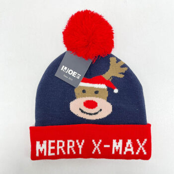 Wholesale 2025 Christmas Jacquard Bobble Pom Pom Knitted Beanie Hat Custom Logo Embroidered Acrylic Winter Hat Cap