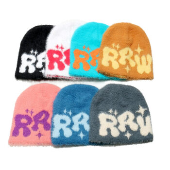 Wholesale Custom Designer High Quality Unisex Streetwear Winter Warm Acrylic Y2k Knitted Jacquard Beanie Hats Cap