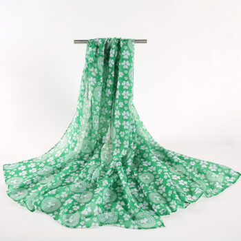 New Green Geometric Bali Yarn Scarf Long Beach Shawl in Irish Festival Fresh Design